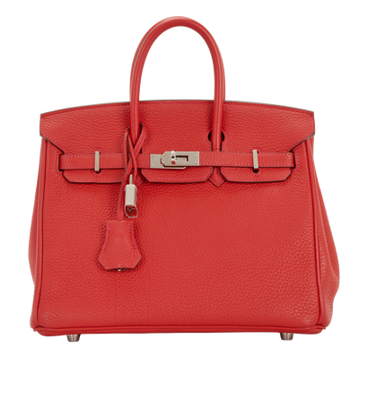 Birkin 25 In Togo Vermillon, &pound;14,000, Handbags, Red, Leather, Front view